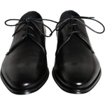 Dolce & Gabbana Black Calfskin Leather Derby Men Dress Shoes MV5911-43