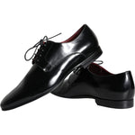 Dolce & Gabbana Black Calfskin Leather Derby Dress Men Shoes MV5912-43
