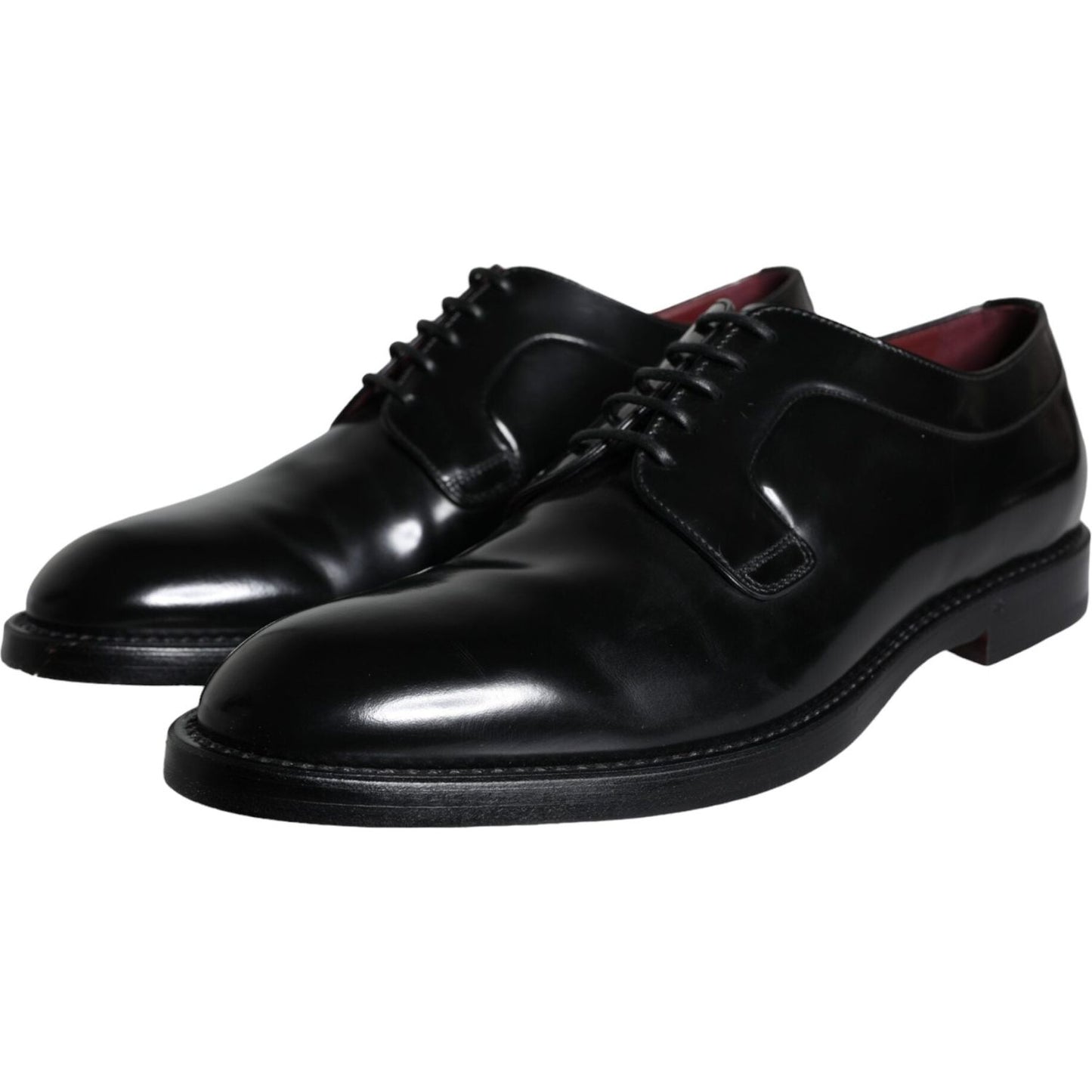 Dolce & Gabbana Black Calfskin Leather Derby Men Dress Shoes MV5913-43