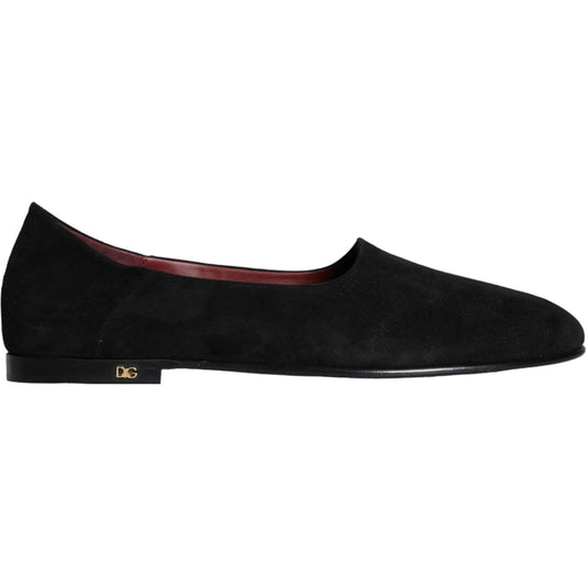 Dolce & Gabbana Black Suede Loafers Formal Slip On Shoes MV5914-40.5