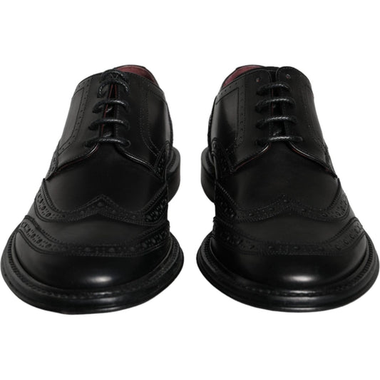 Dolce & Gabbana Black Leather Oxford Wingtip Formal Men Shoes MV6069-39