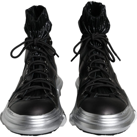 Dolce & Gabbana Black Nylon Galileo High Top Sneakers Shoes MV6119-44