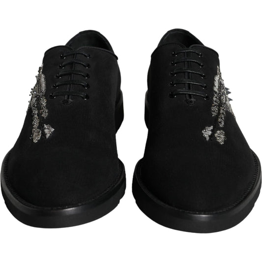 Dolce & Gabbana Black Suede Sicilia Lace Up Formal Shoes MV6123-41.5