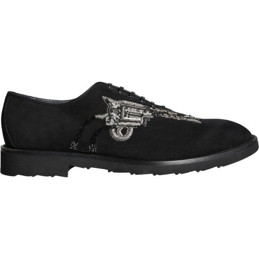 Dolce & Gabbana Black Suede Sicilia Lace Up Formal Shoes MV6123-41.5