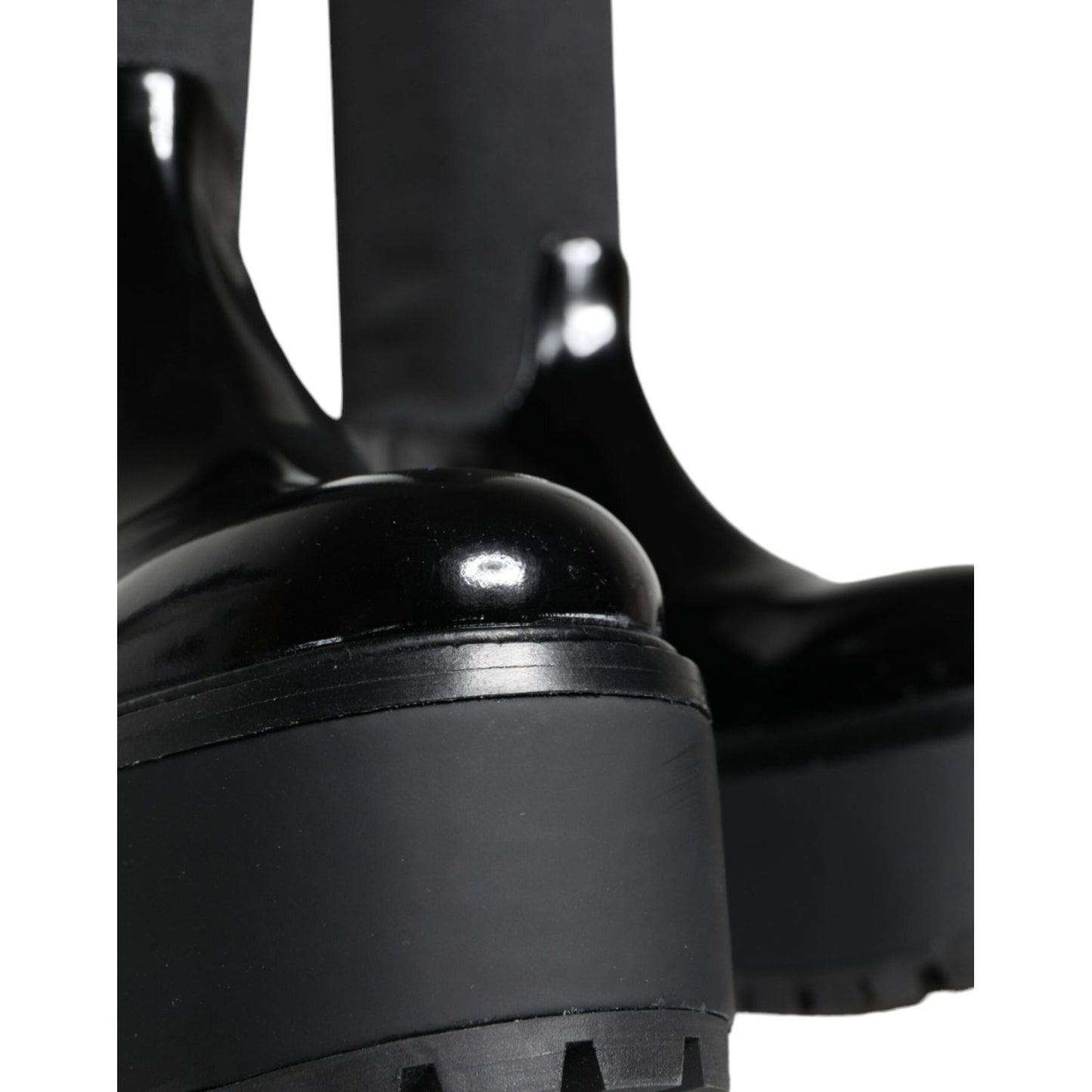Dolce & Gabbana Black Leather Jersey Knee High Boots Shoes LA11270-39