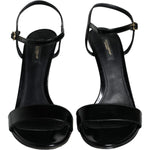 Dolce & Gabbana Black KEIRA Leather Heels Sandals Shoes LA11284-38.5