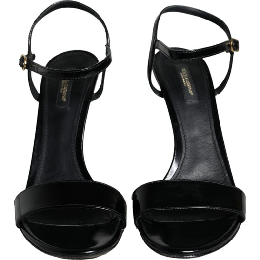 Dolce & Gabbana Black KEIRA Leather Heels Sandals Shoes LA11284-38.5