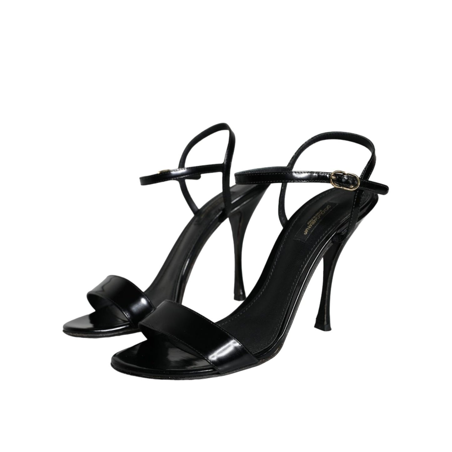 Dolce & Gabbana Black KEIRA Leather Heels Sandals Shoes