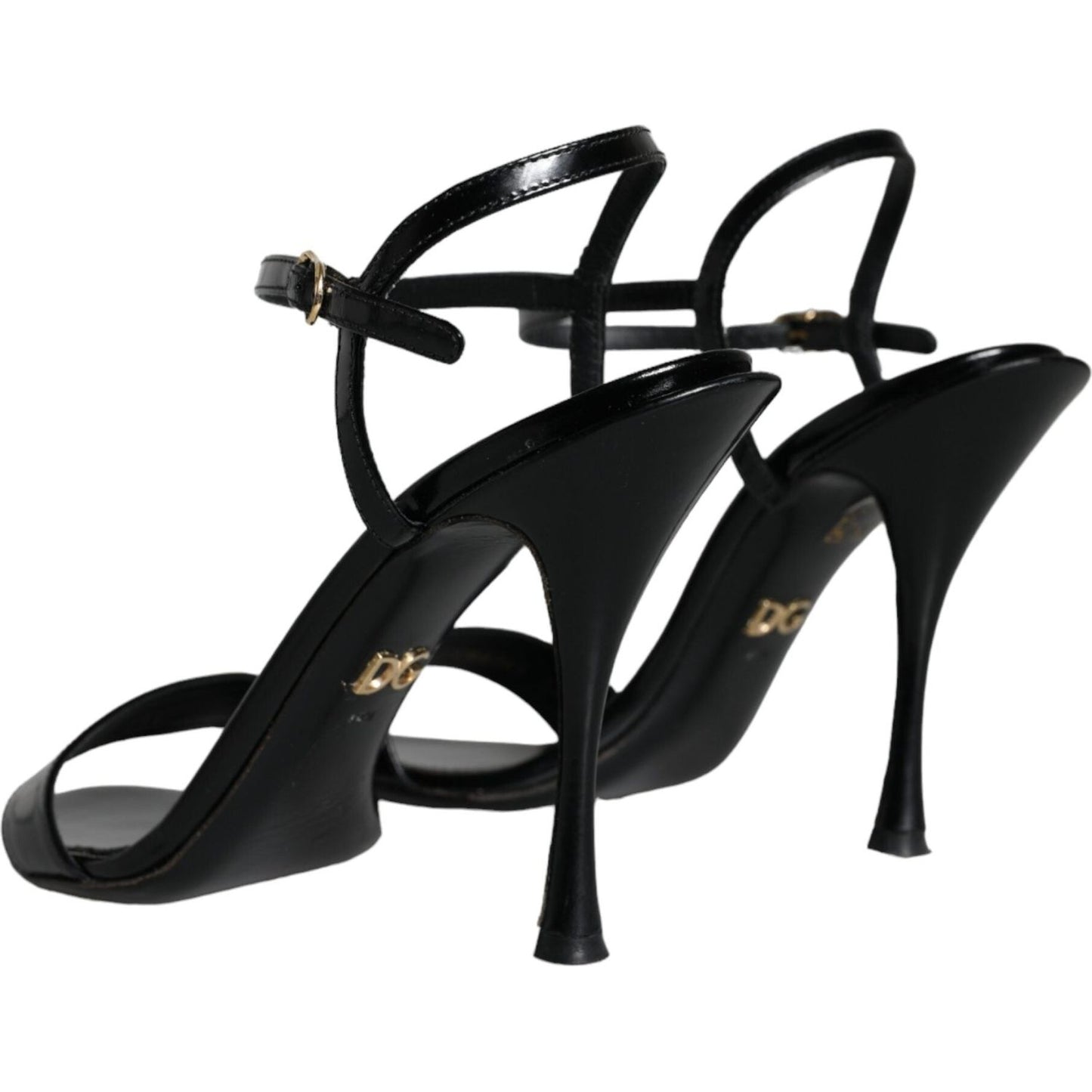 Dolce & Gabbana Black KEIRA Leather Heels Sandals Shoes LA11284-38.5