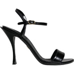 Dolce & Gabbana Black KEIRA Leather Heels Sandals Shoes LA11284-38.5