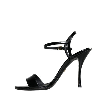 Dolce & Gabbana Black KEIRA Leather Heels Sandals Shoes
