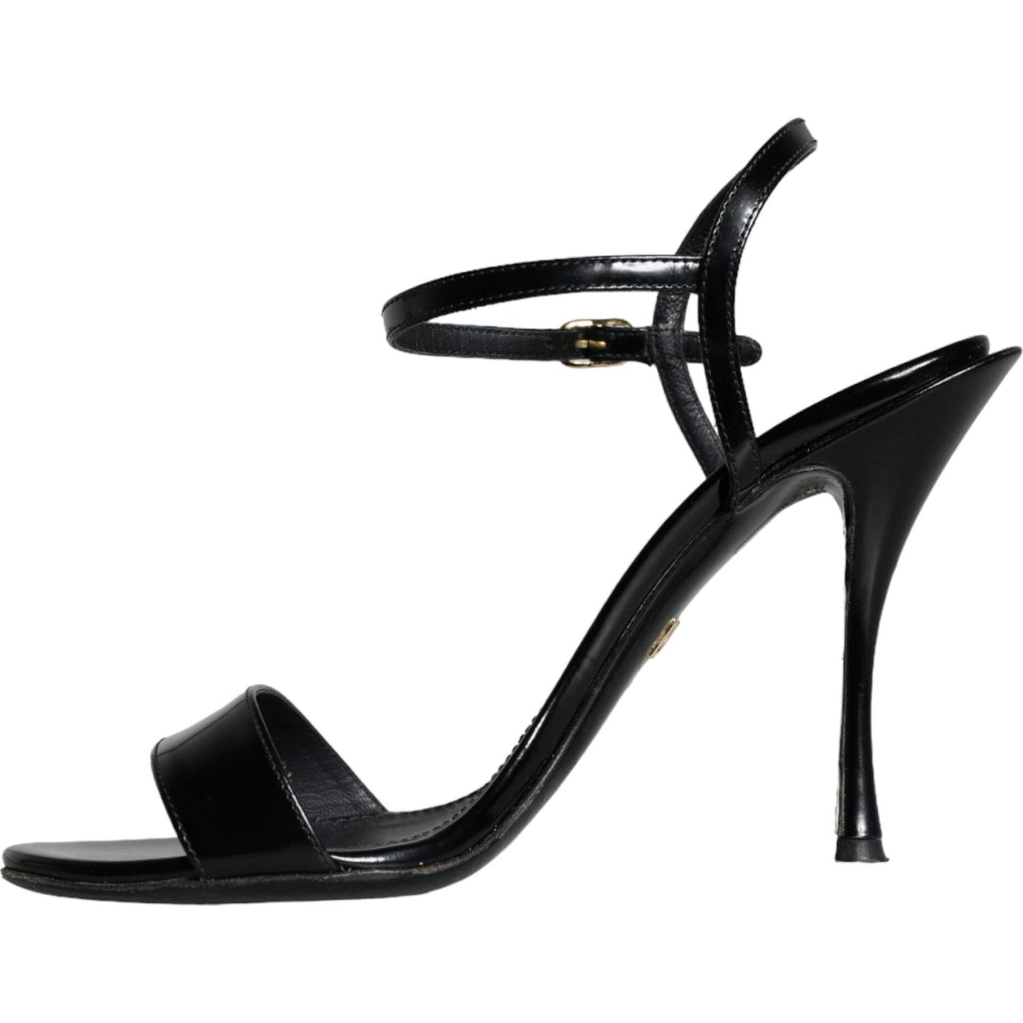 Dolce & Gabbana Black KEIRA Leather Heels Sandals Shoes LA11284-38.5