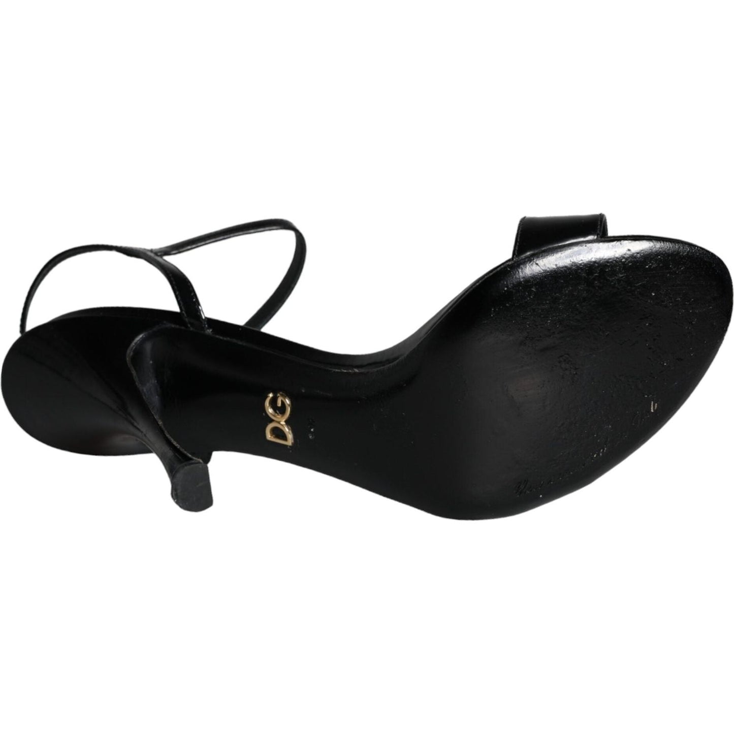 Dolce & Gabbana Black KEIRA Leather Heels Sandals Shoes LA11284-38.5