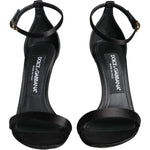 Dolce & Gabbana Black KEIRA Heels Ankle Strap Sandals Shoes LA11299-35