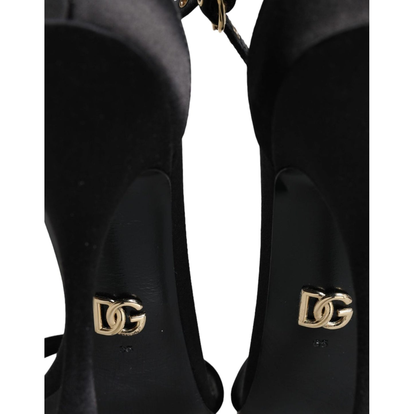 Dolce & Gabbana Black KEIRA Heels Ankle Strap Sandals Shoes LA11299-35