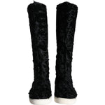 Dolce & Gabbana Black Xiangao Lamb Fur Leather Boots Shoes LA11305-36