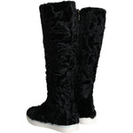Dolce & Gabbana Black Xiangao Lamb Fur Leather Boots Shoes LA11305-36