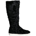 Dolce & Gabbana Black Xiangao Lamb Fur Leather Boots Shoes LA11305-36