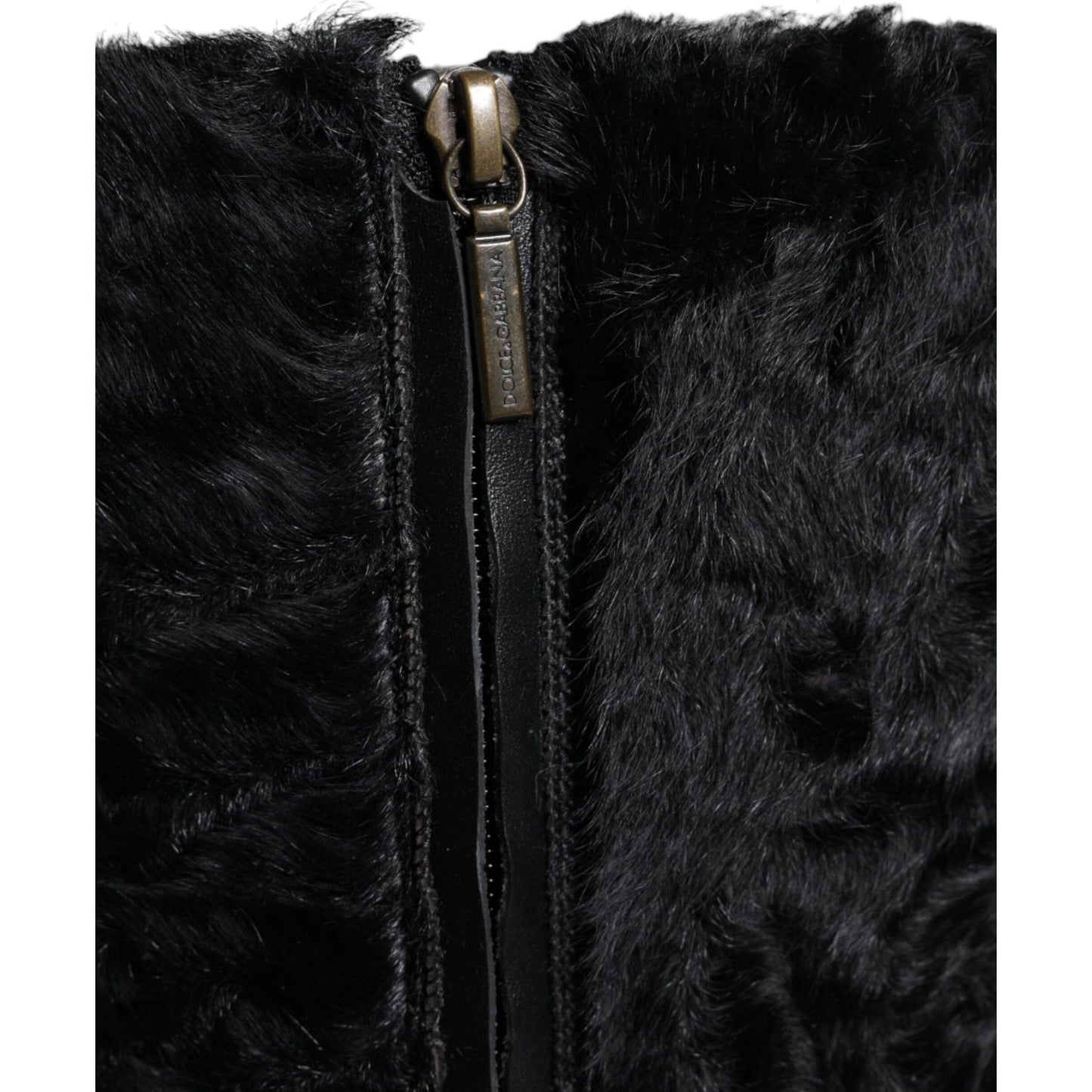 Dolce & Gabbana Black Xiangao Lamb Fur Leather Boots Shoes LA11305-36