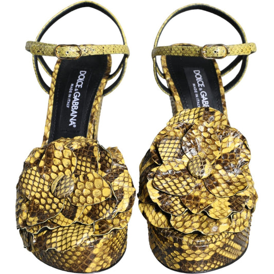 Dolce & Gabbana Yellow Exotic Leather Ankle Strap Heels Sandals Shoes LA11322-39