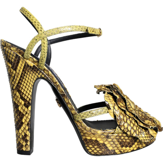 Dolce & Gabbana Yellow Exotic Leather Ankle Strap Heels Sandals Shoes LA11322-39