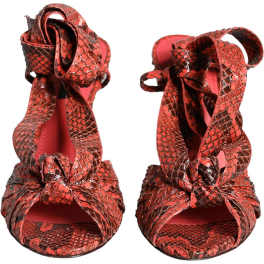 Dolce & Gabbana Coral Exotic Leather Heels Sandals Shoes LA11327-37