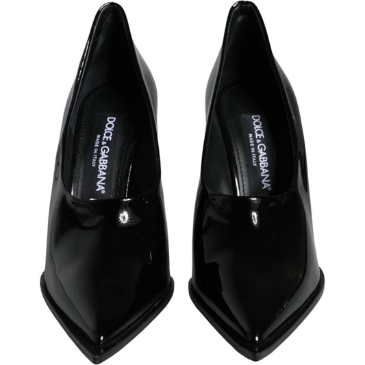 Dolce & Gabbana Black Patent Leather High Heels Pumps Shoes LA11363-37.5