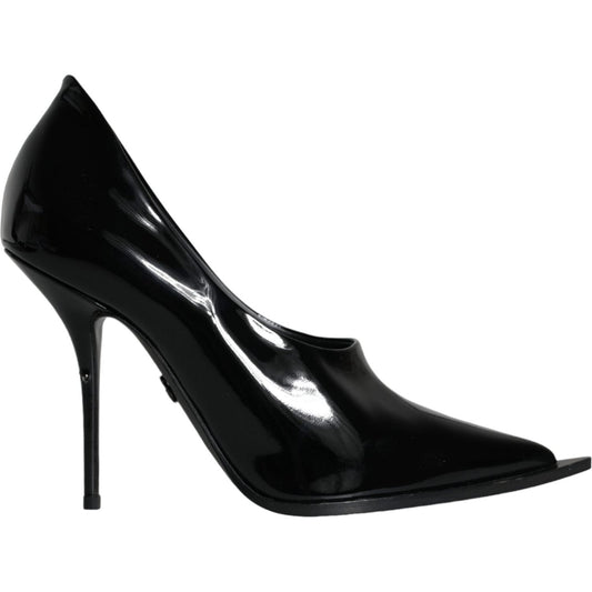 Dolce & Gabbana Black Patent Leather High Heels Pumps Shoes LA11363-37.5