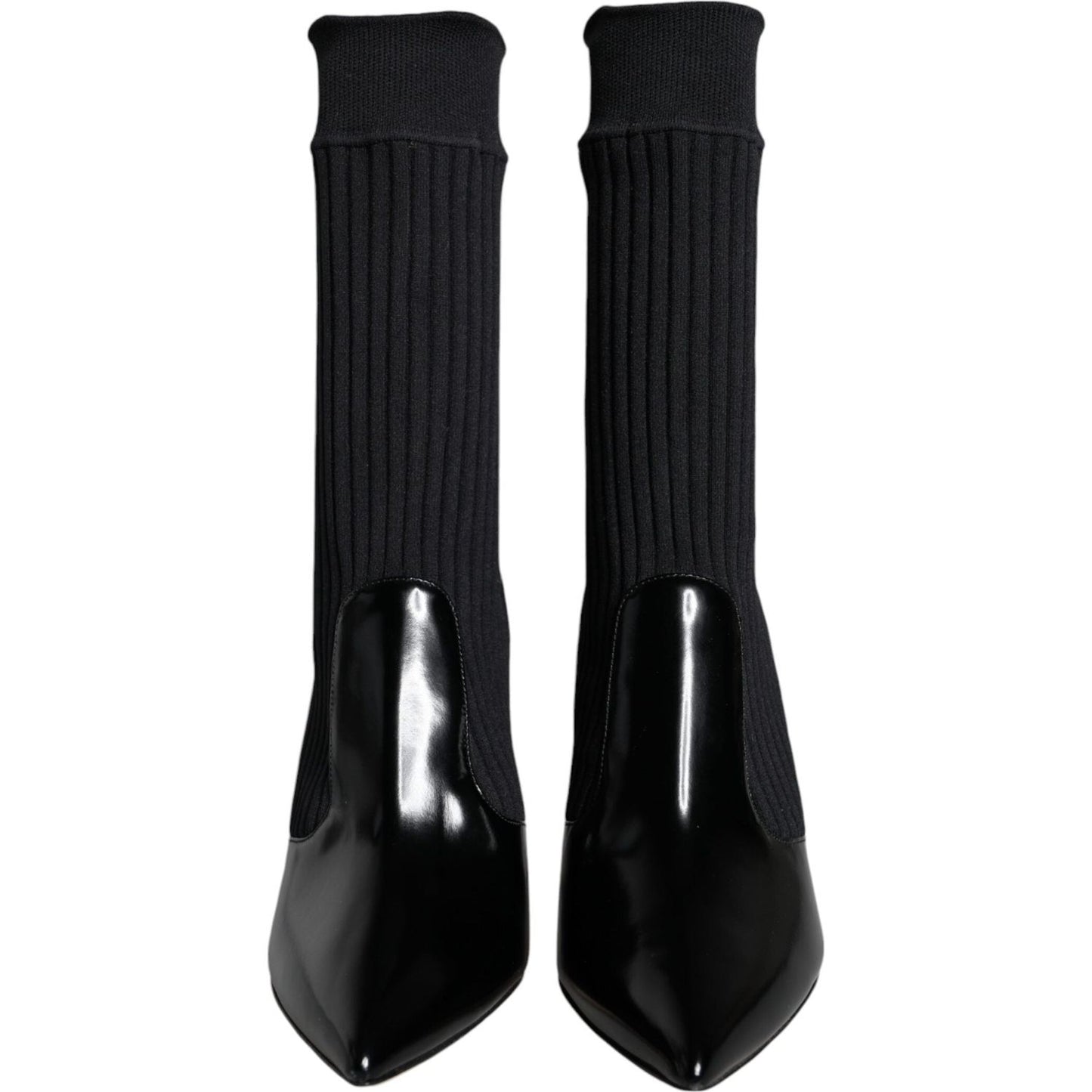 Dolce & Gabbana Black Stretch Stilettos Booties Socks Shoes LA11432-36