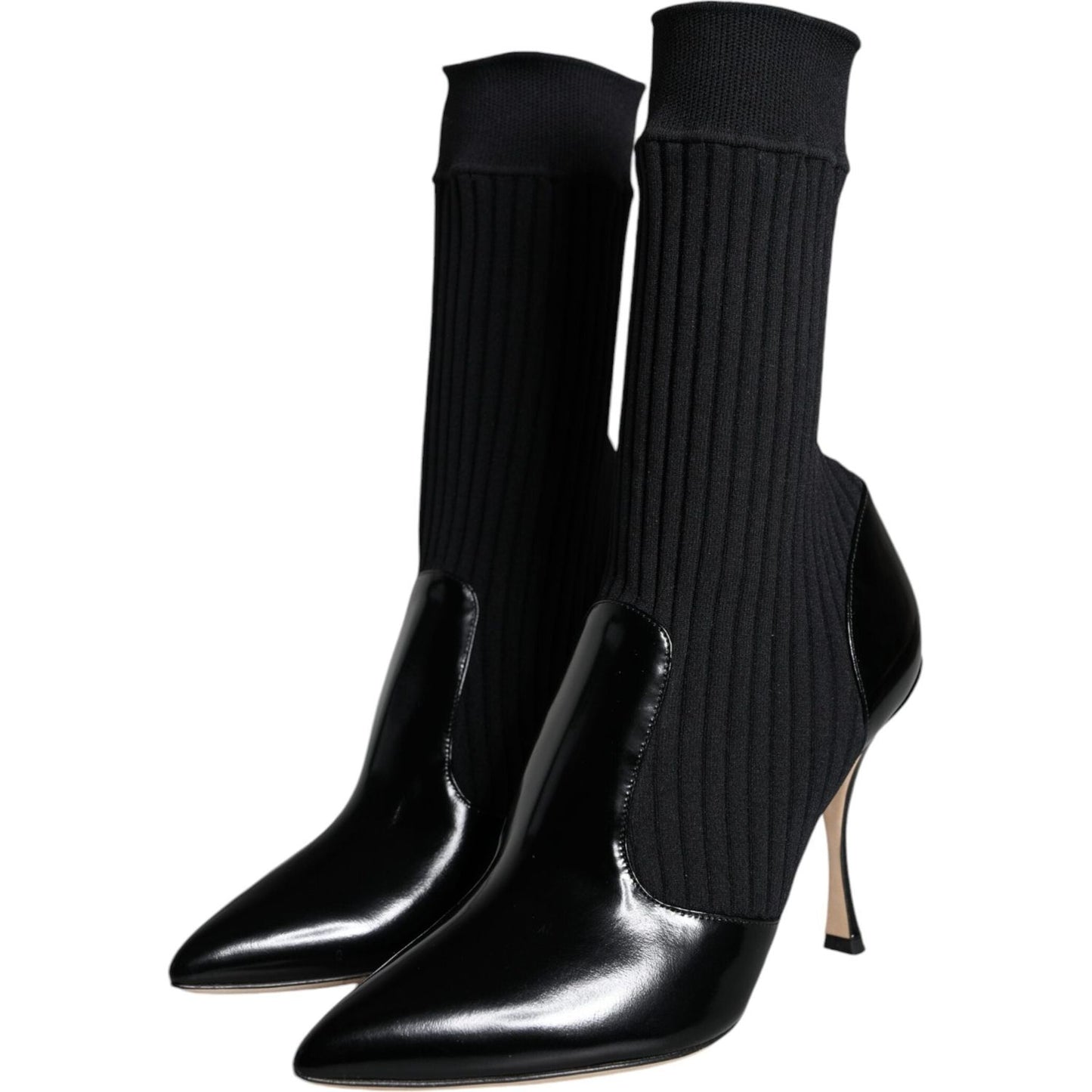 Dolce & Gabbana Black Stretch Stilettos Booties Socks Shoes LA11432-36