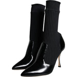 Dolce & Gabbana Black Stretch Stilettos Booties Socks Shoes LA11432-36