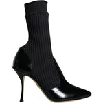 Dolce & Gabbana Black Stretch Stilettos Booties Socks Shoes LA11432-36