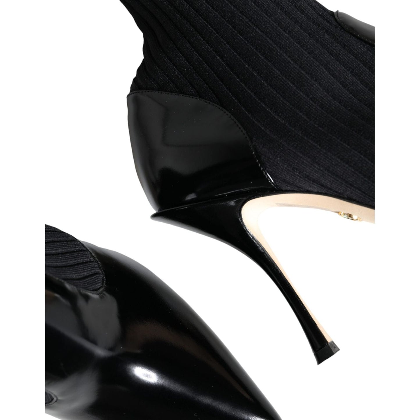 Dolce & Gabbana Black Stretch Stilettos Booties Socks Shoes LA11432-36