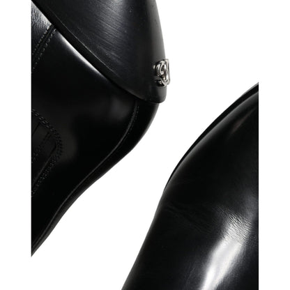 Dolce & Gabbana Black Leather Ankle Boots Booties Shoes