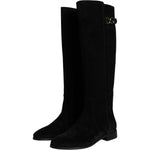 Dolce & Gabbana Black Suede Leather Knee High Boots Shoes LA11540-35