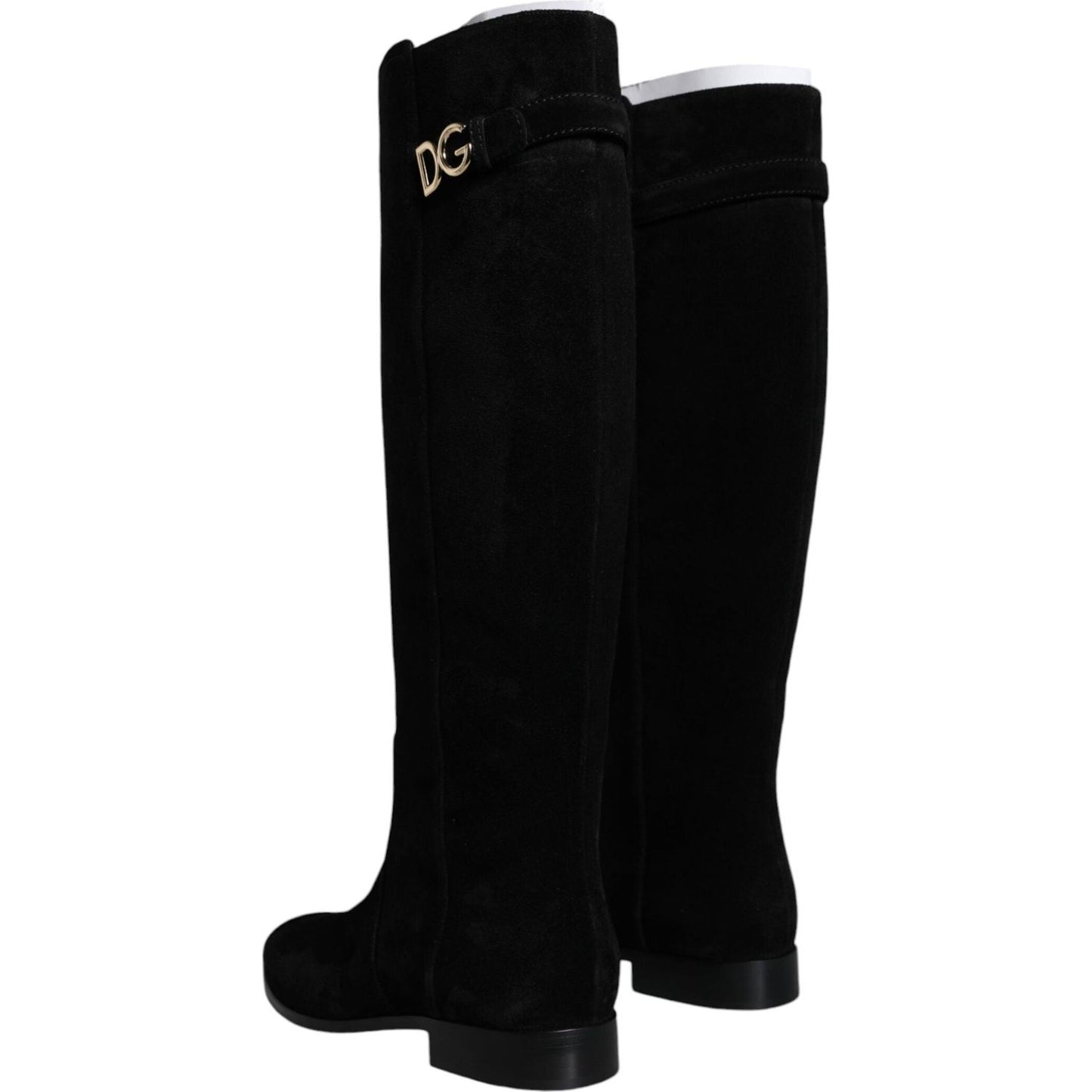 Dolce & Gabbana Black Suede Leather Knee High Boots Shoes LA11540-35