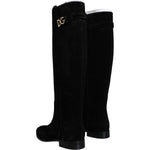 Dolce & Gabbana Black Suede Leather Knee High Boots Shoes LA11540-35