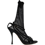 Dolce & Gabbana Black Mesh Stiletto Heels Sandals Shoes LA11507-38.5