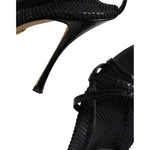 Dolce & Gabbana Black Mesh Stiletto Heels Sandals Shoes LA11507-38.5