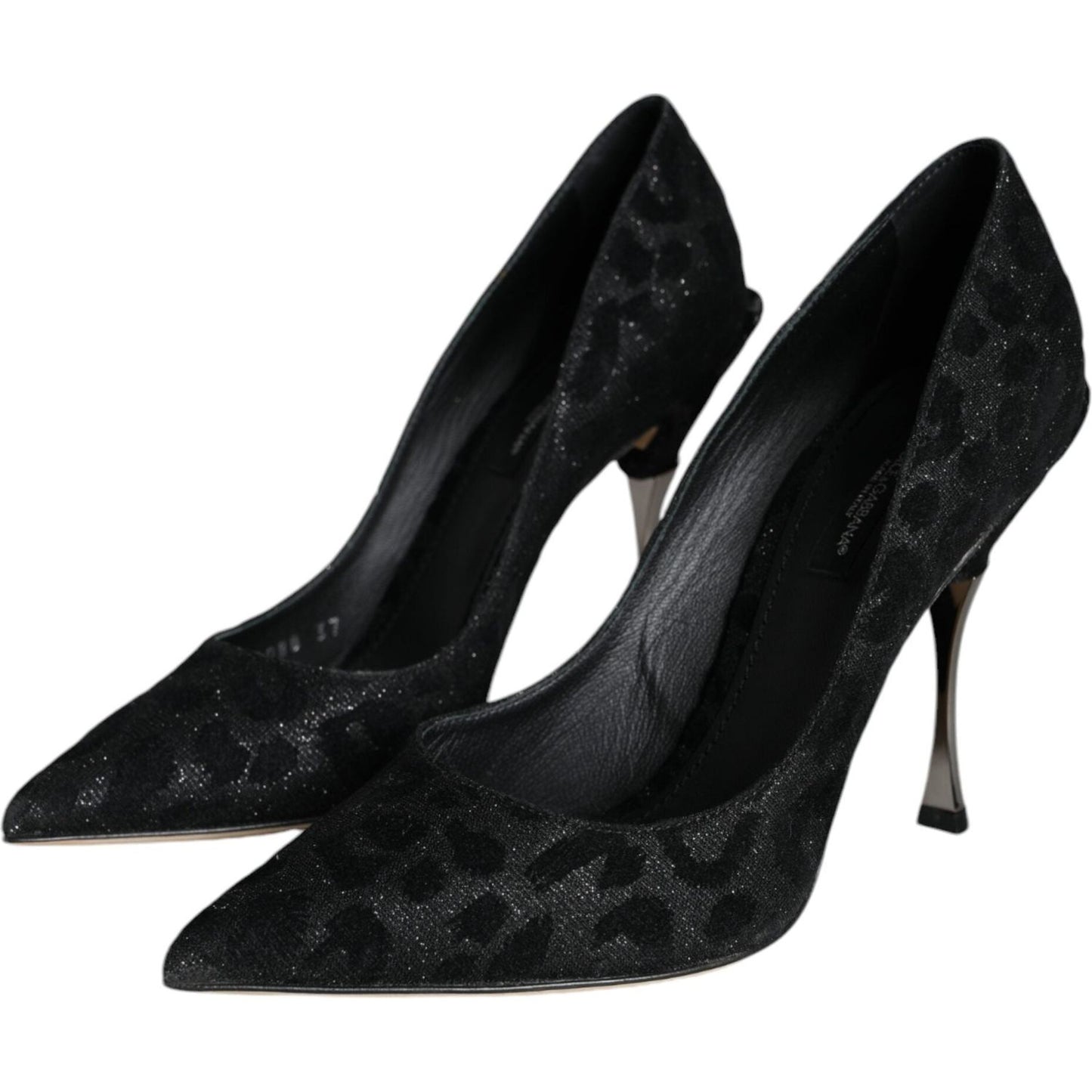 Dolce & Gabbana Black Leopard Lurex High Heels Pumps Shoes LA11435-37