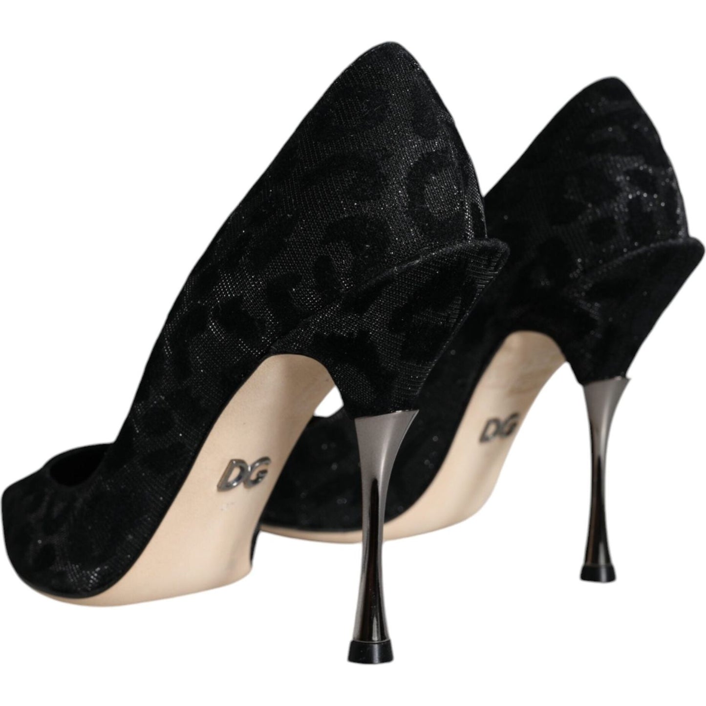 Dolce & Gabbana Black Leopard Lurex High Heels Pumps Shoes LA11435-37