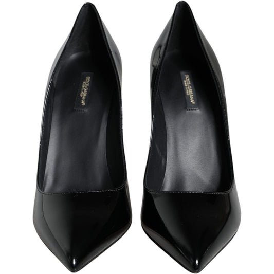Dolce & Gabbana Black Patent Leather Bellucci Pumps Heels Shoes LA11508-36