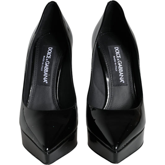 Dolce & Gabbana Black Leather Platform Heels Pumps Shoes LA11510-37