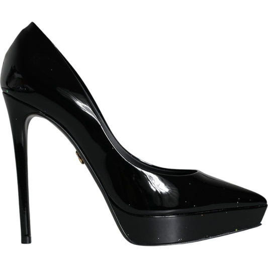 Dolce & Gabbana Black Leather Platform Heels Pumps Shoes LA11510-37