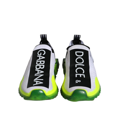 Dolce & Gabbana White Yellow Slip On Sorrento Sneakers Shoes