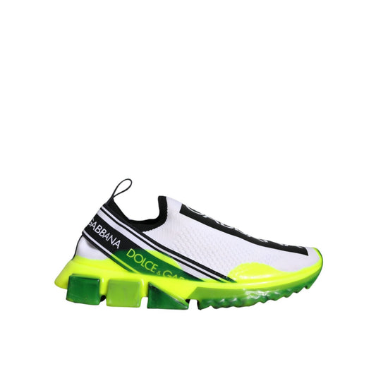 Dolce & Gabbana White Yellow Slip On Sorrento Sneakers Shoes LA11541-40.5