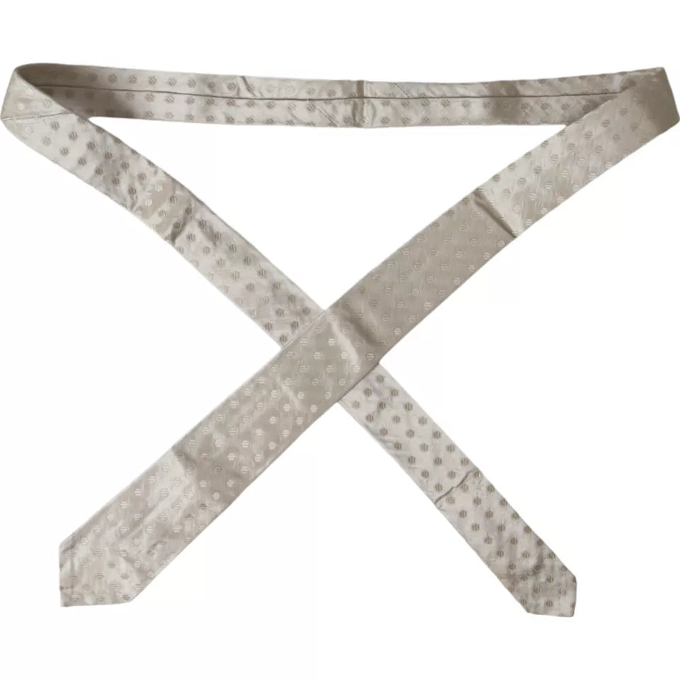 Dolce & Gabbana Beige Dotted Silk Classic Adjustable Men Tie KRA3369