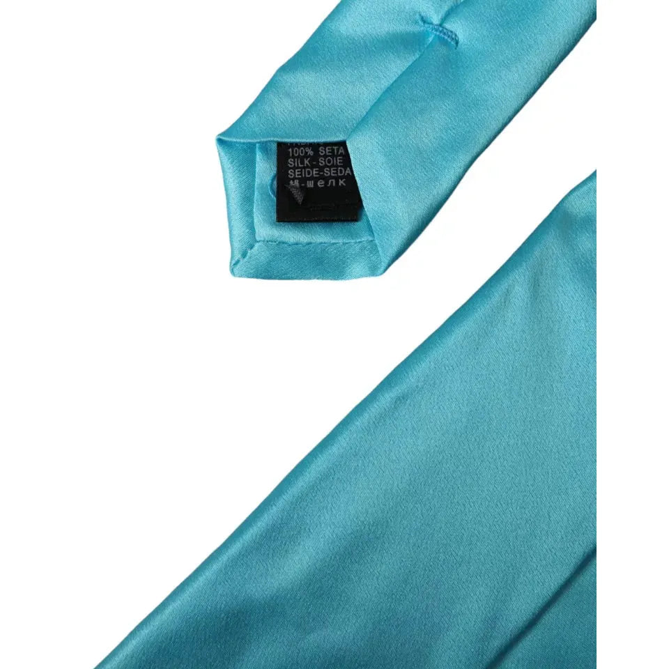 Dolce & Gabbana Light Blue Satin Silk Wide Adjustable Men Tie