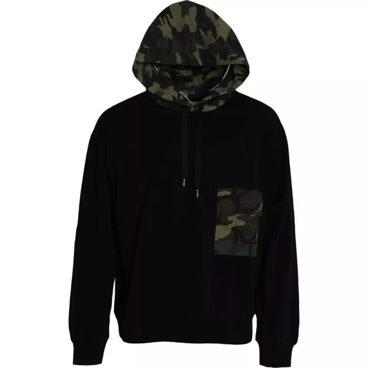 Dolce & Gabbana Black Camouflage Hooded Sweatshirt Sweater TSH86466-52