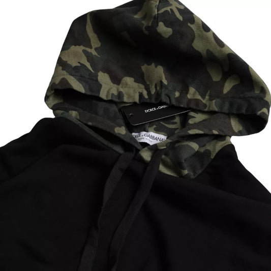 Dolce & Gabbana Black Camouflage Hooded Sweatshirt Sweater TSH86464-56